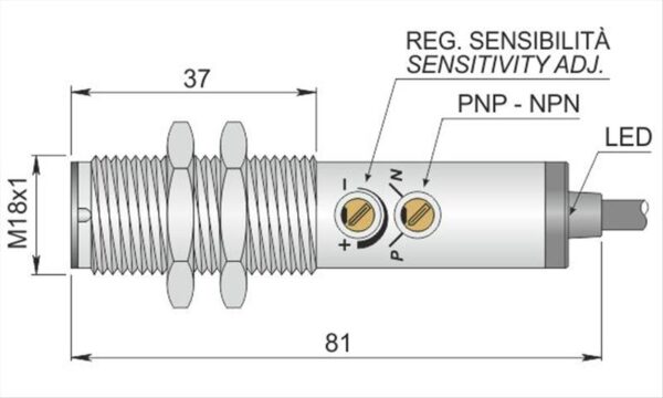 Φωτοκύτταρο Φ18 PNP/NPN NO+NC Εμβέλειας 1500cm 10-30VDC FT18SM-CBR - Image 3